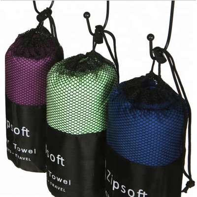 80 polyester 20 polyamide microfiber outdoor travel towel with mesh pouch